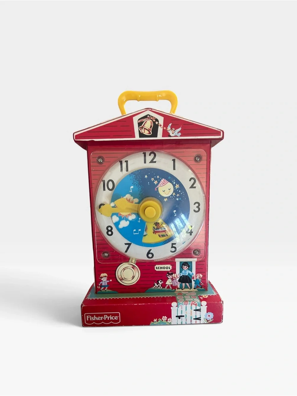 Fisher-Price Red Teaching Clock Toy with Yellow Handle 2009